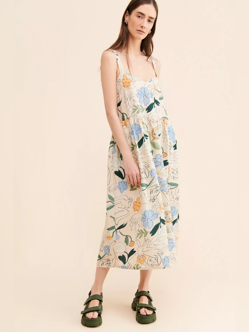 Anthropologie Eve Gravel Lily Midi dress